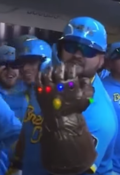 The (1st place) Brewers have added a Thanos glove to their bell ringing. - Vimarsana News