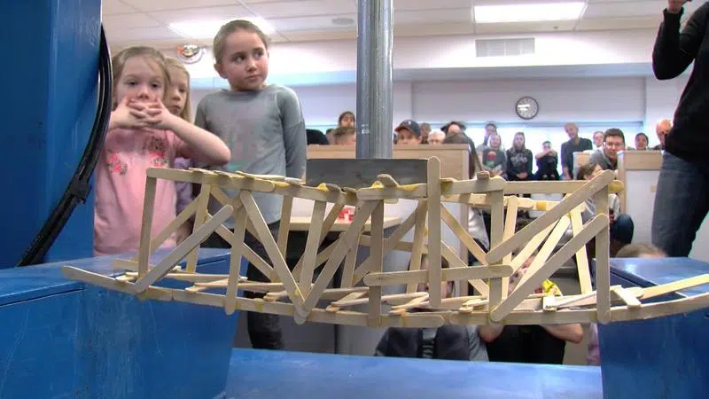 How to build a strong bridge with 100 popsicle sticks Strong Bridges Built By Stronger Students At Tru Contest Cfjc Today Kamloops