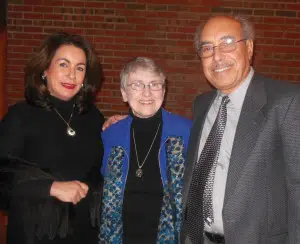 Jehan and Dr. Adil Al-Humadi with Sr. Margaret Carney, O.S.F., university president (center). 