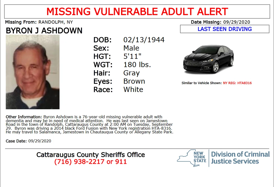 CANCELLED Silver Alert Issued for Catt County Man | WESB B107.5-FM/1490 ...