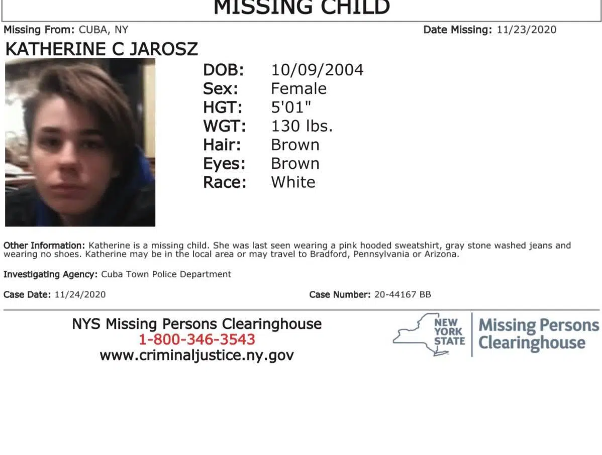 Missing Girl May Be Headed To Bradford Wesb B107 5 Fm 1490 Am Wbrr