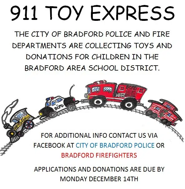 Bradford Police & Fire Toy Drive Has Begun WESB B107.5FM/1490AM