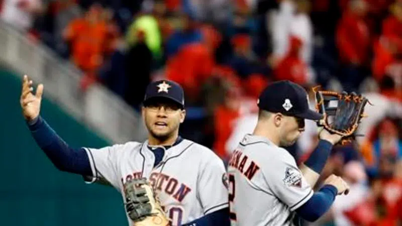 Urquidy, Bregman lead Astros over Nats 8-1 to tie World Series 2-2