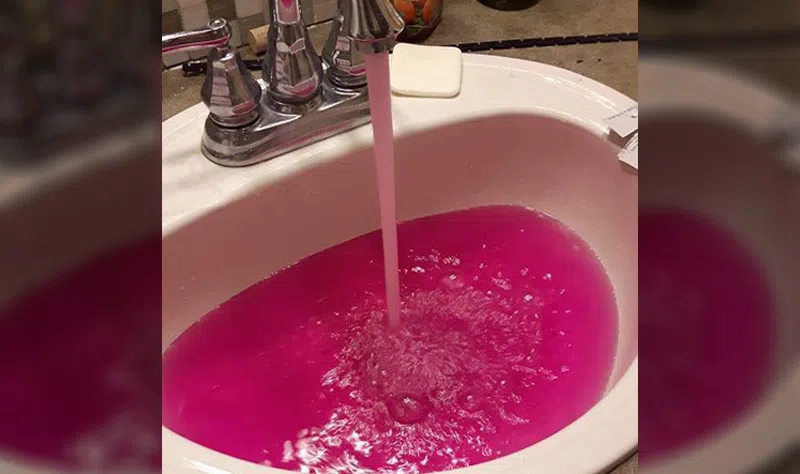 pink water in Canadian town
