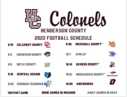 2022 Colonel Football Schedule | WSON AM & FM