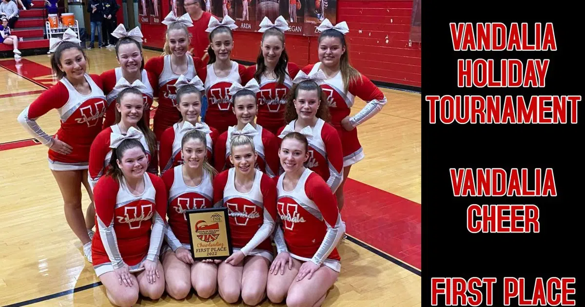 Vandalia Cheer Takes First Place in Vandalia Holiday Tournament Cheer