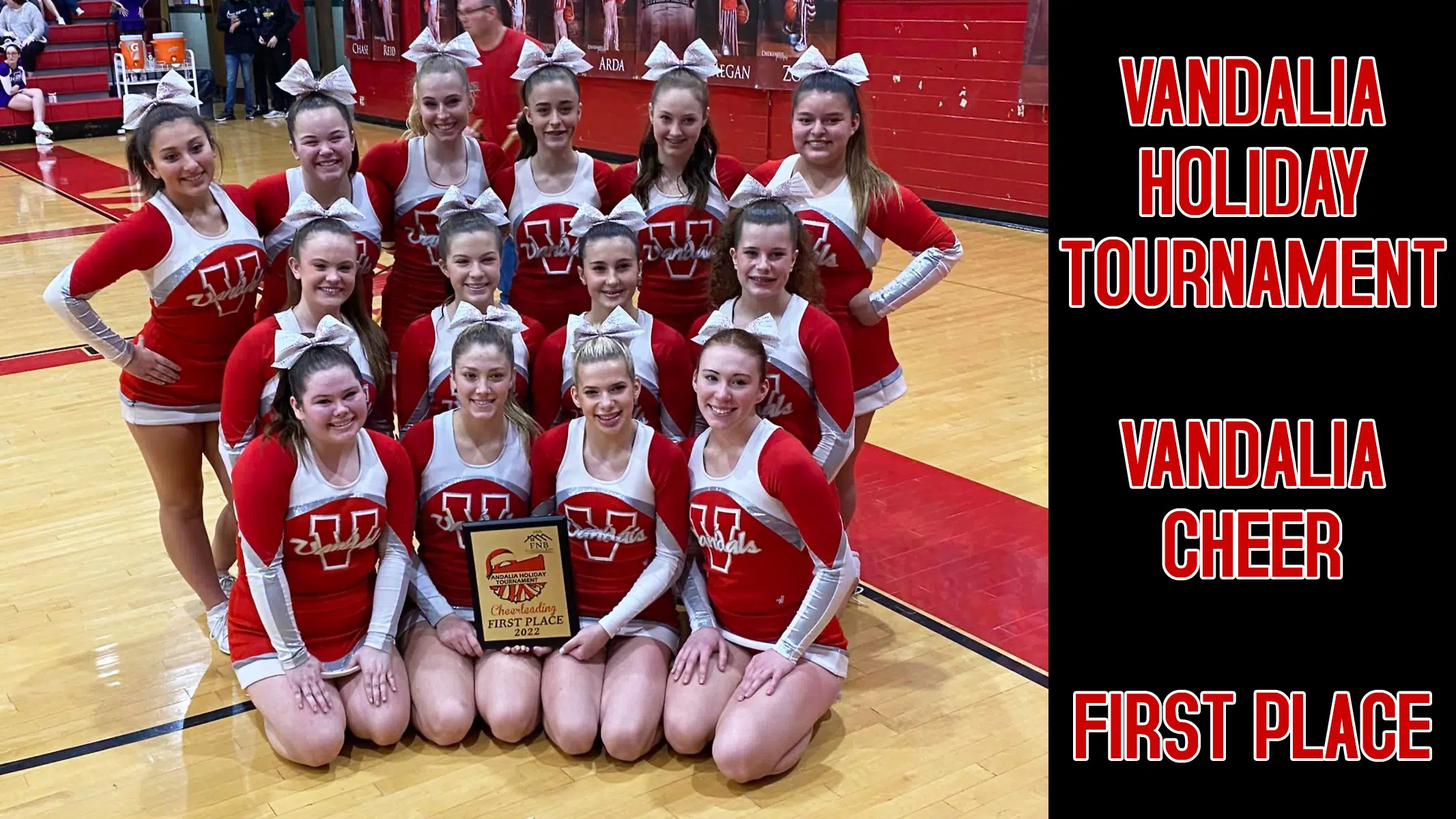 Vandalia Cheer Takes First Place in Vandalia Holiday Tournament Cheer