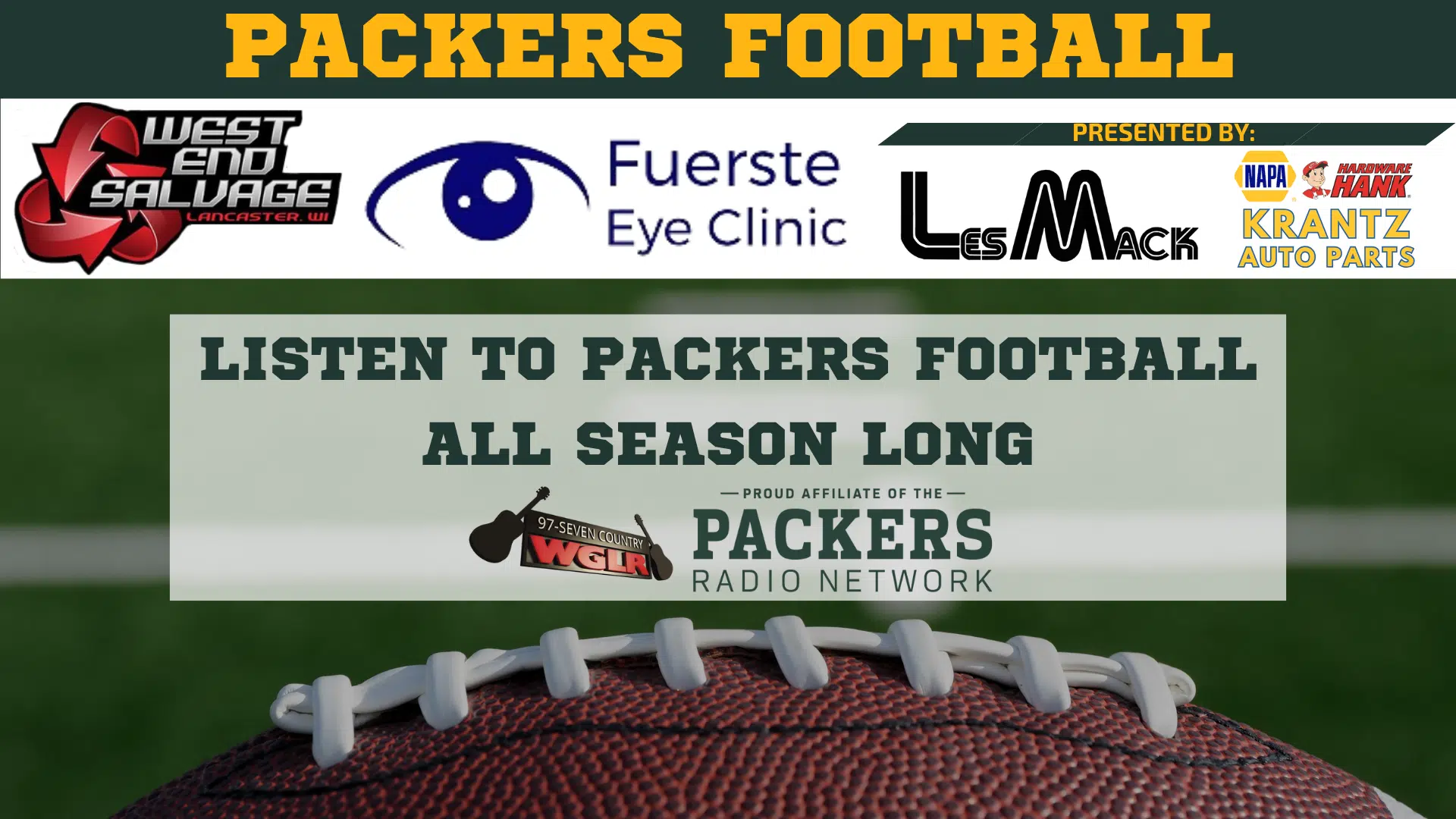 Packers Radio Network  97 Seven Country WGLR - The Tri-States Best Variety  of Country - Lancaster, Dubuque, Galena, Platteville