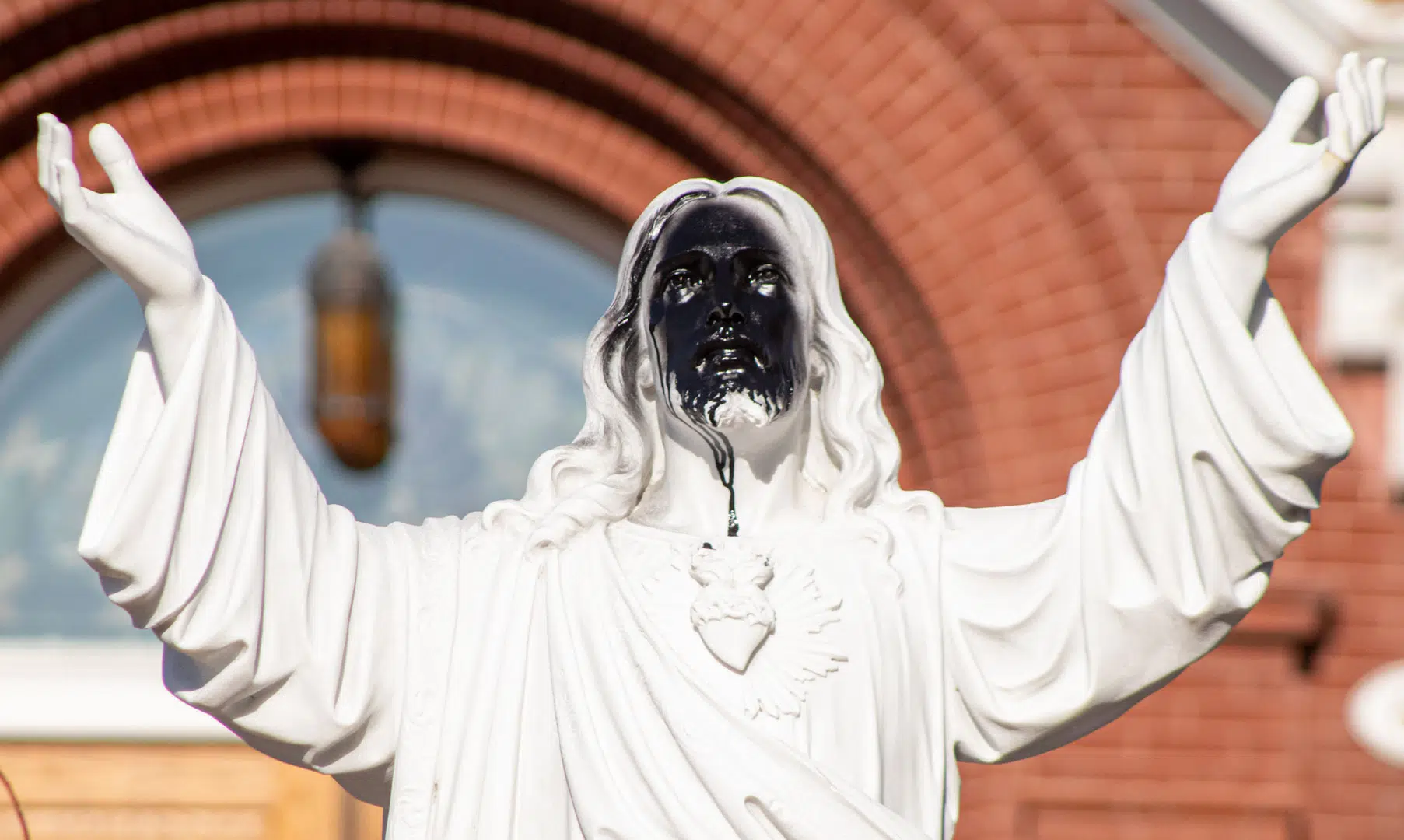 Jesus Christ statue vandalized at Downtown Fargo Cathedral Lakes Area