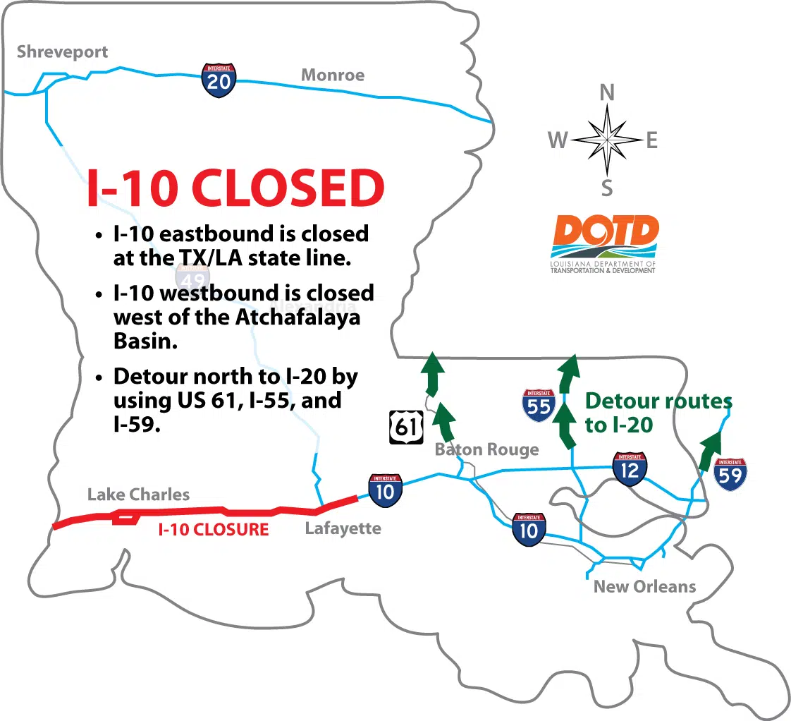 Interstate 10 in southwest Louisiana is now closed to traffic ...