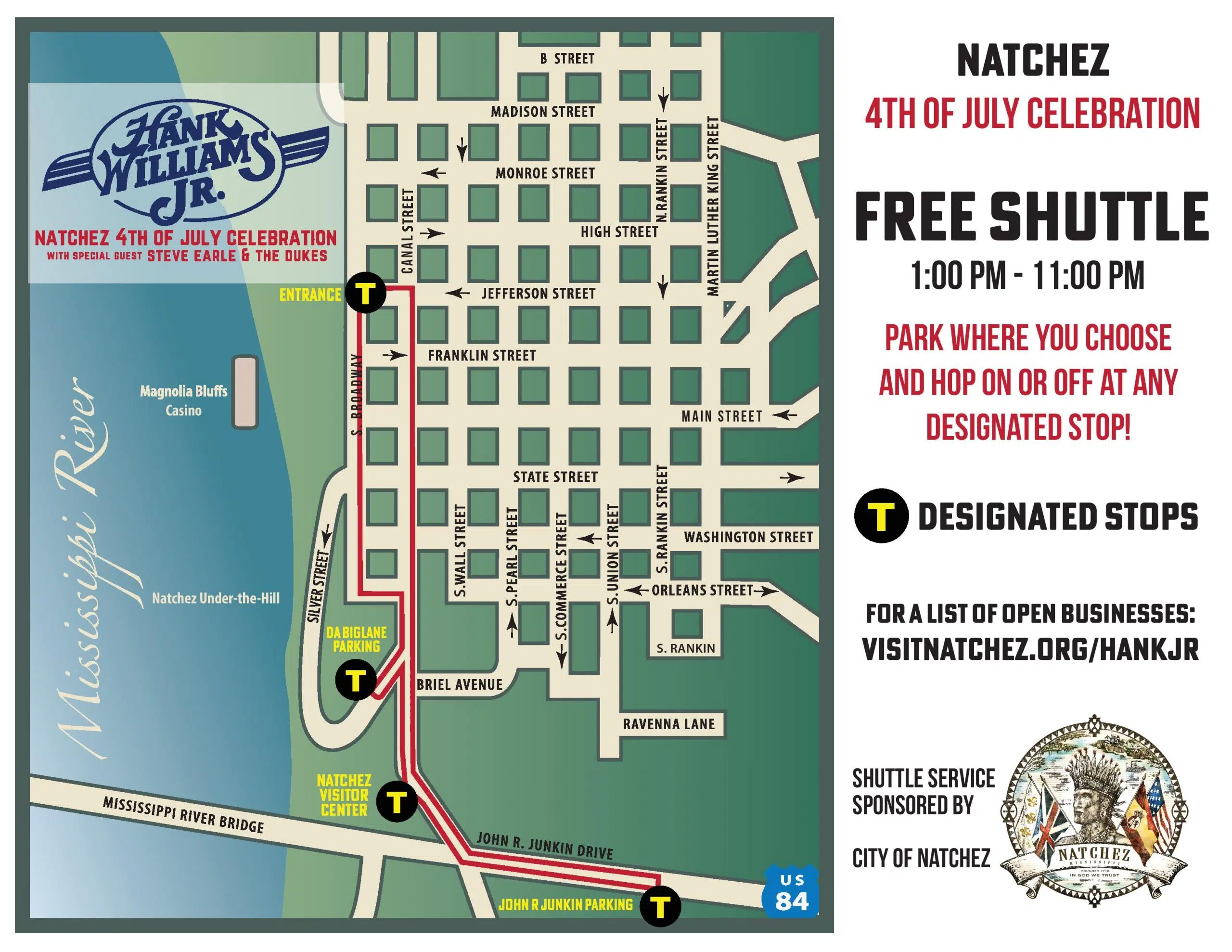 Park & Ride shuttle Information for Hank Williams Jr Concert