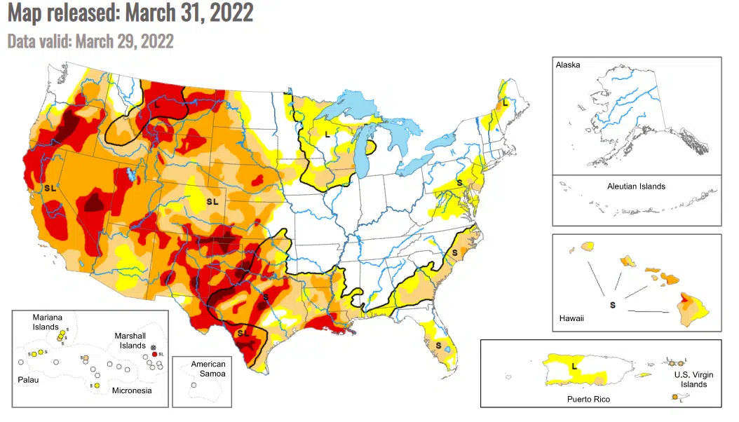 Update Us Drought Monitor March 31 2022 The Mighty 790 Kfgo Kfgo