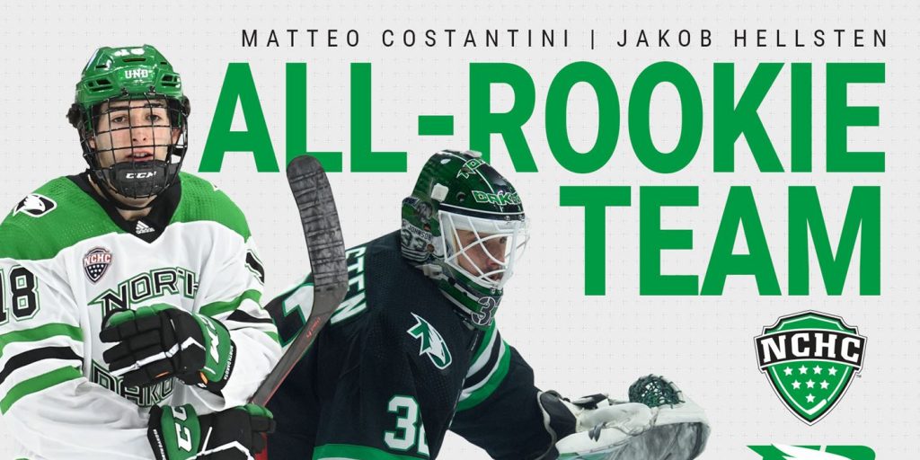 UND's Matteo Costantini, Jakob Hellsten headline NCHC All-Rookie Team - Vimarsana News
