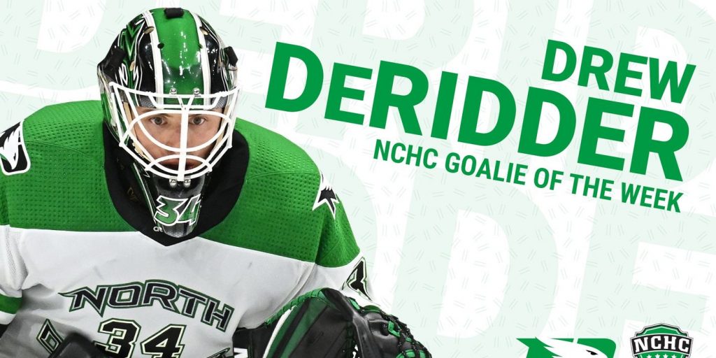 DeRidder named NCHC Goaltender of the Week - Vimarsana News