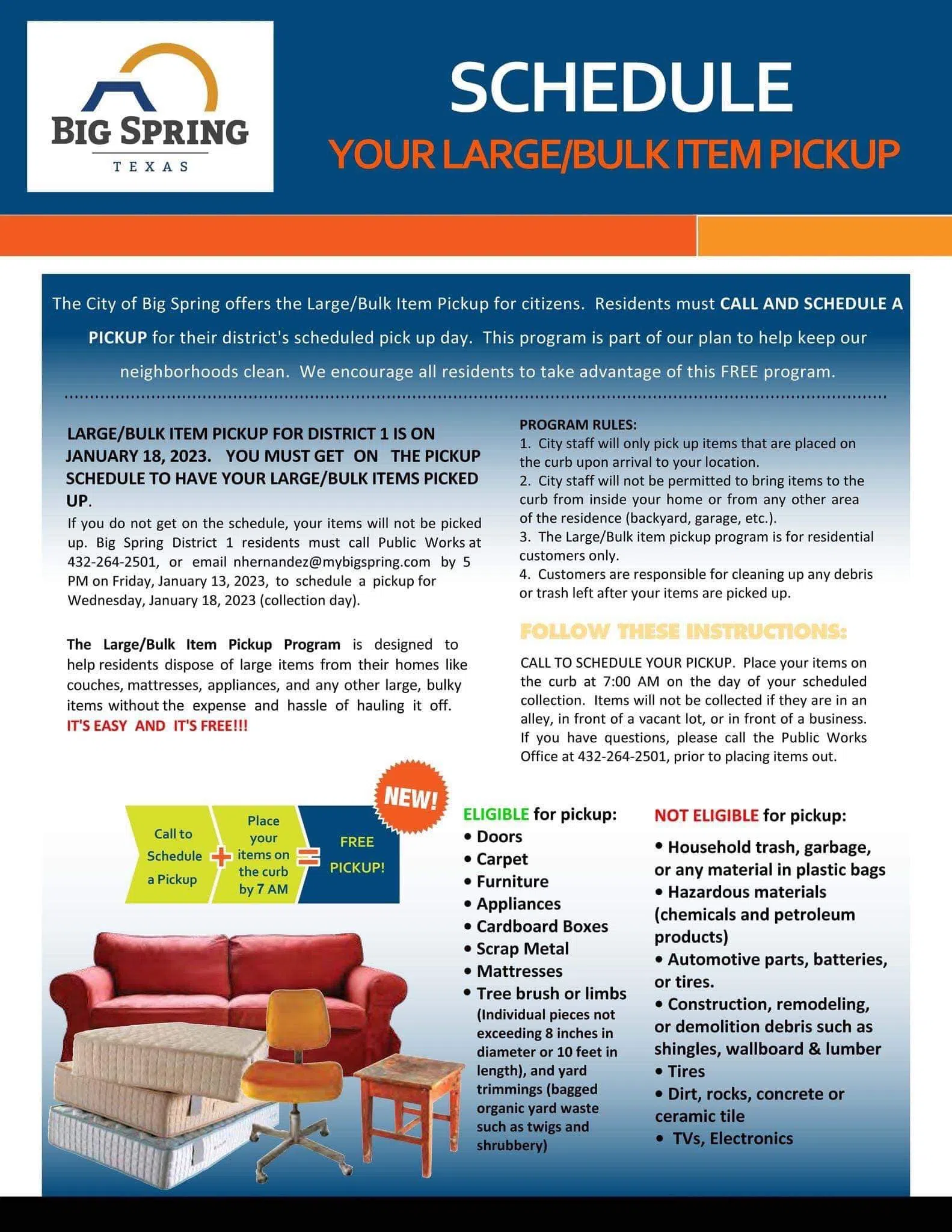 Large/Bulk Item Pickup for District 1 Jan. 18, 2023 Kbest Media