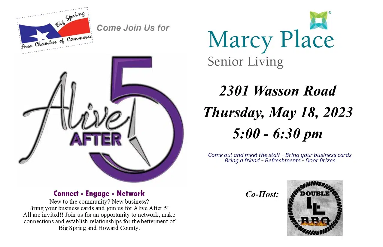 Marcy Place to Host Alive After 5 with Double L BBQ, 05/18/23 Kbest Media