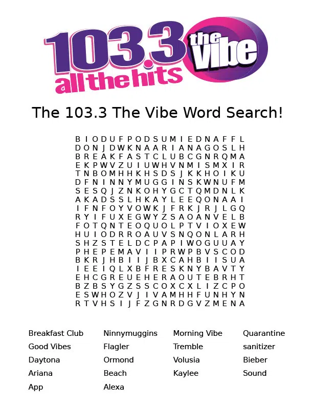 103.3 The Vibe Word Search!