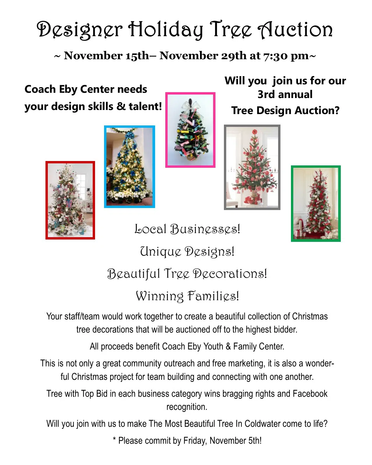 Wtvb Christmas For Holidays Voices 2022 Business Beat: Coach Eby Center Inviting Participants For Holiday Tree  Auction | Wtvb | 1590 Am · 95.5 Fm | The Voice Of Branch County