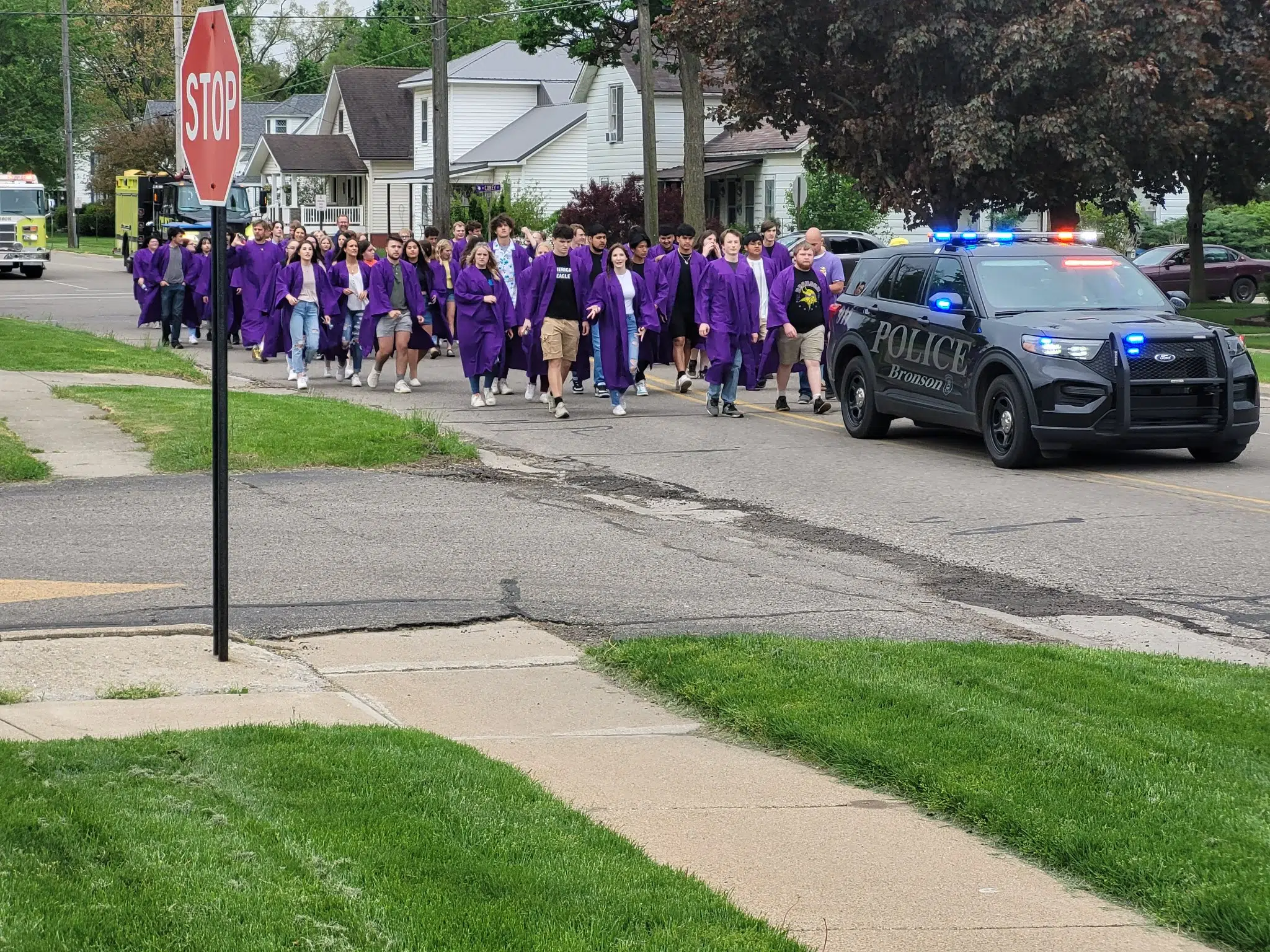 Bronson H.S. Class of 2022 take Senior Walk during their last day of