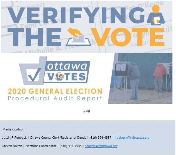 Ottawa County report ‘Verifying the Vote’ 1450 AM 99.7 FM WHTC Holland