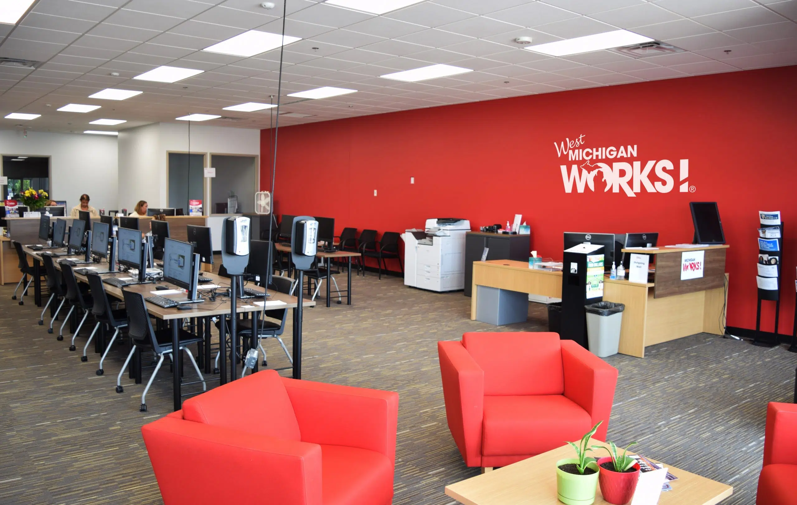 West Michigan Works Service Center Moves To New Location In The Shops   West Michigan Works Holland Reception Area Scaled 