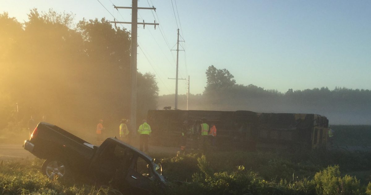 Dowagiac Union Schools bus struck and rolls on its side after running a stop sign in Cass County - Vimarsana News