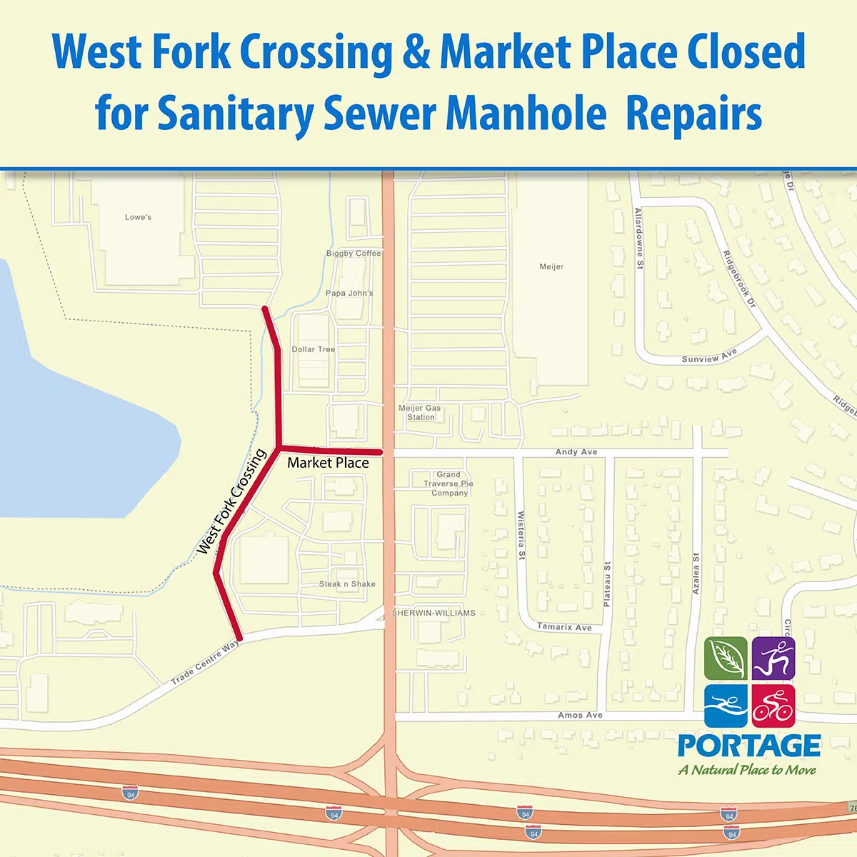 Portage road closures due to sanitary sewer manhole repairs WKZO