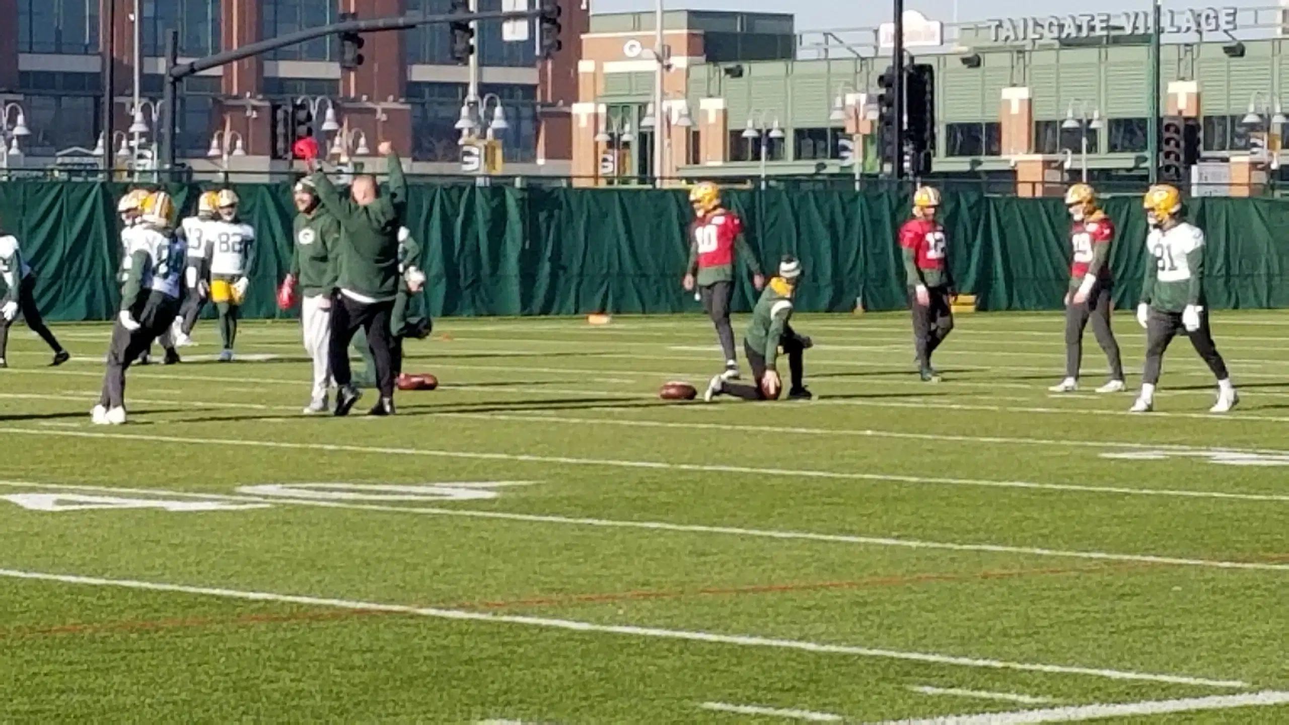 Green Bay Packers practice for LA Rams game on Clarke Hinkle Field