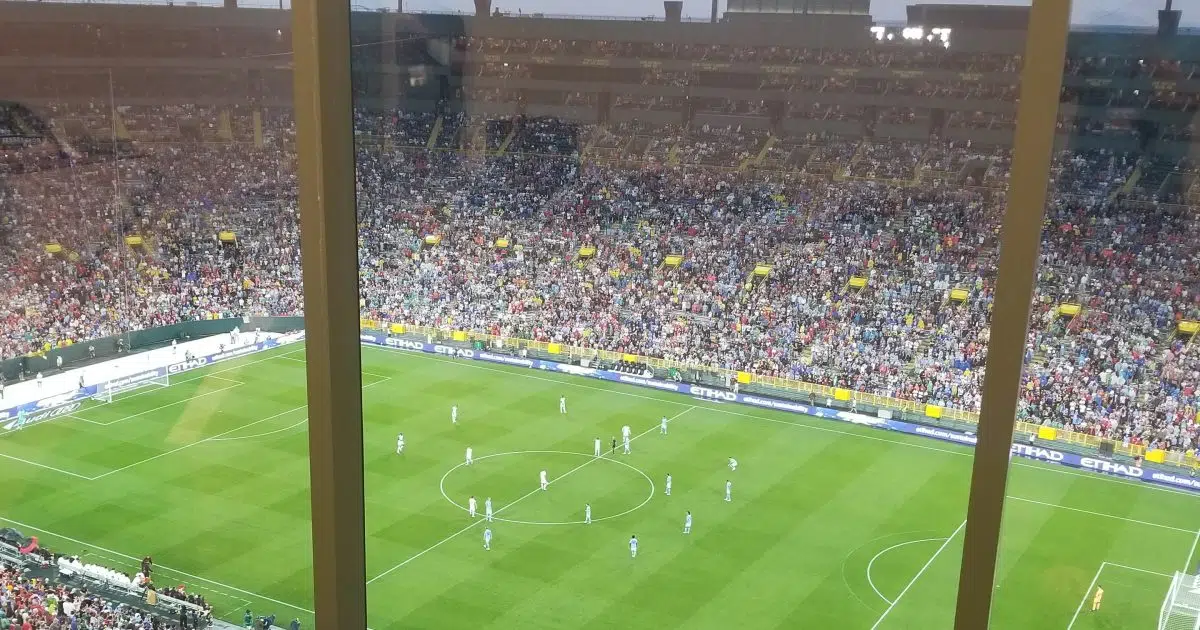 Green Bay Packers - 78,128 supporters in the stands for soccer at