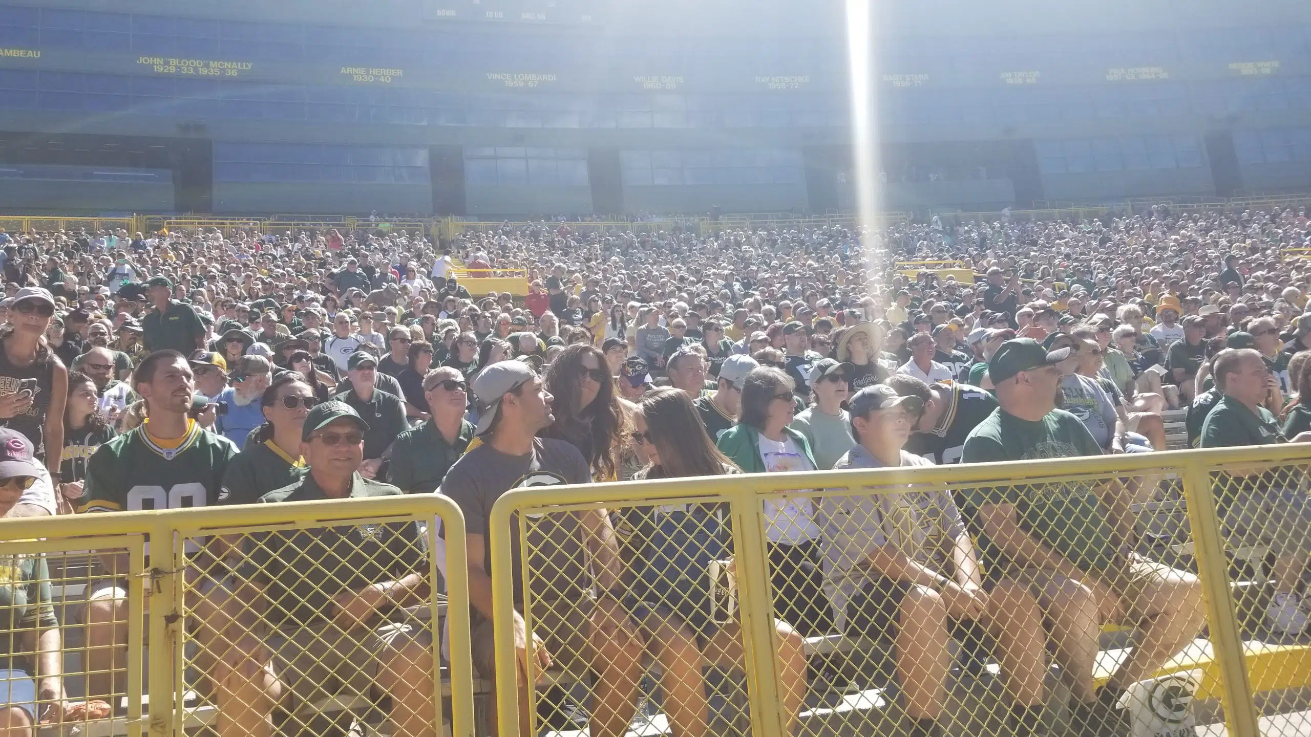 AJ Dillon attempts Lambeau Leap during Man City-Bayern soccer game