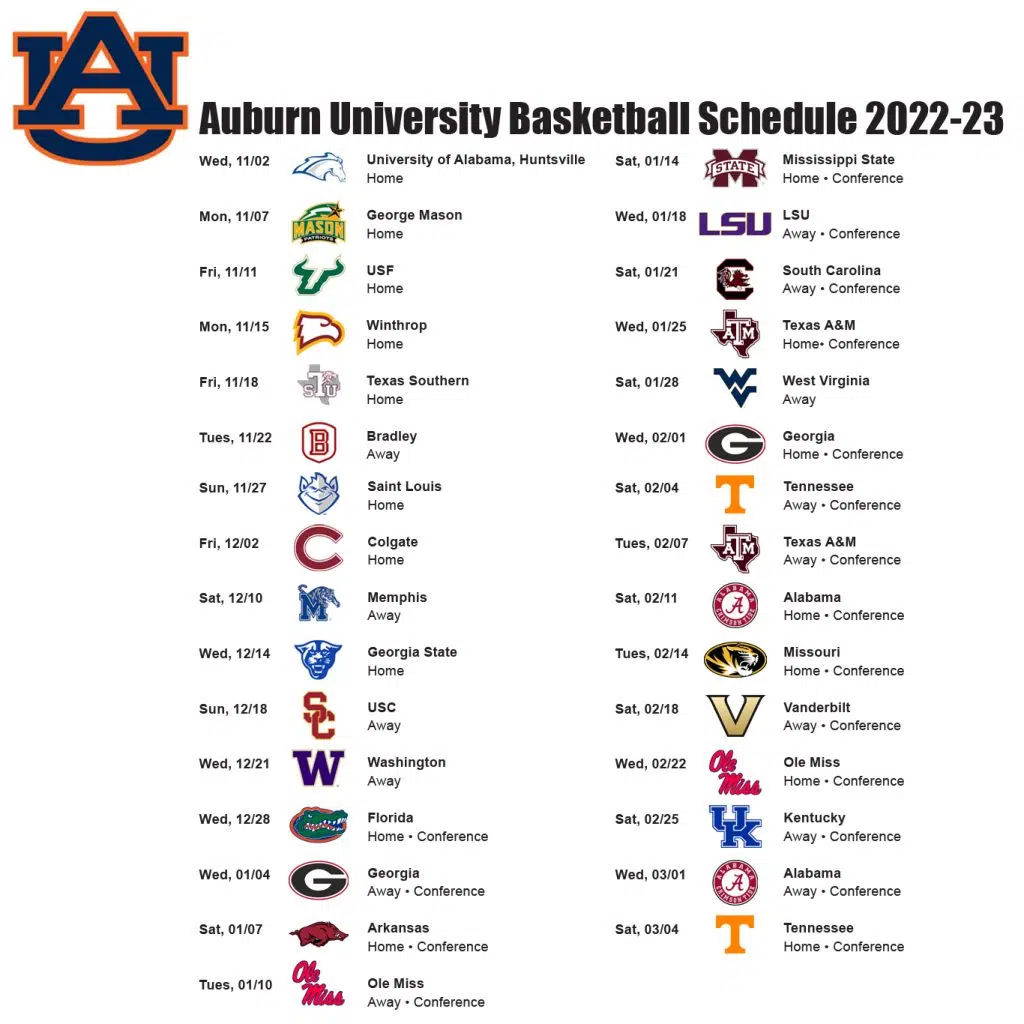 Auburn Basketball 2024 Schedule Fern Priscilla