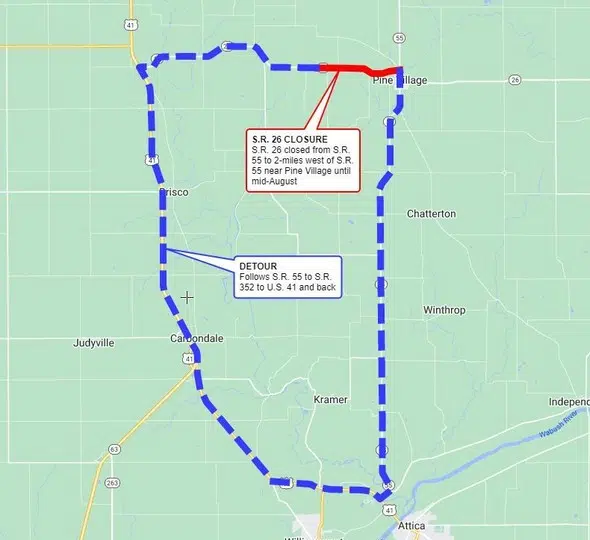 INDOT Announces Work Near Pine Village Vermilion County First