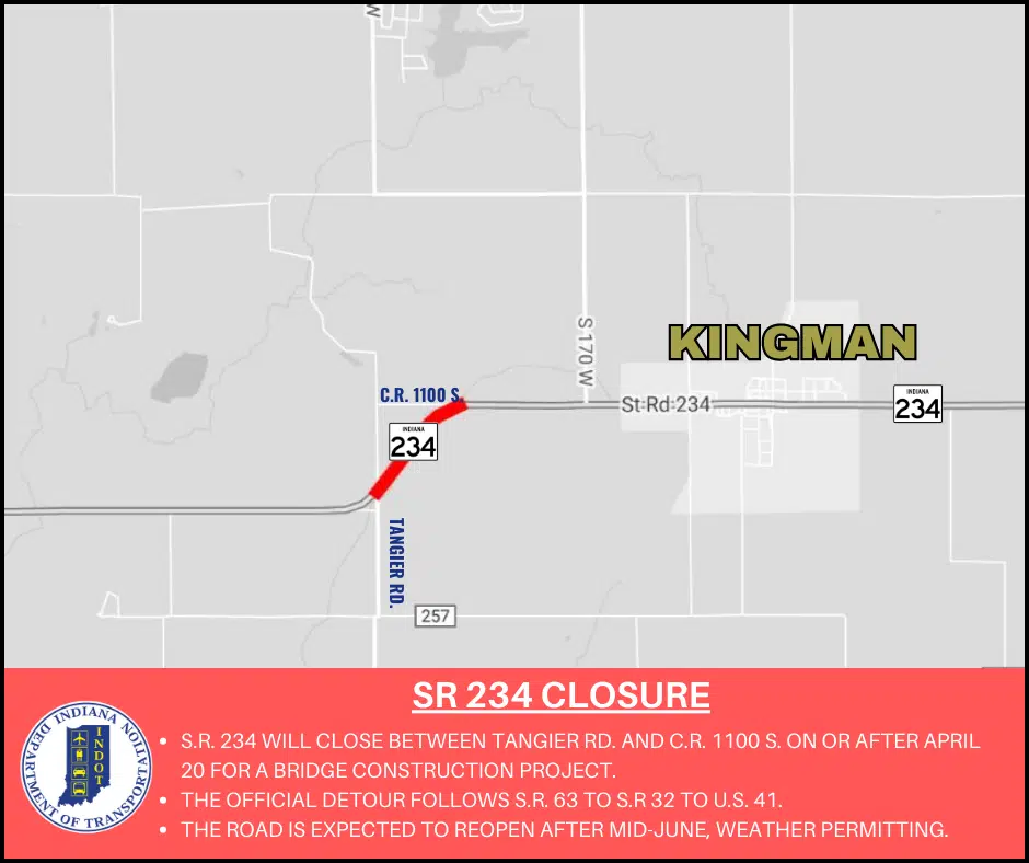 State Road 234 Closing on/after April 20 for Bridge Construction