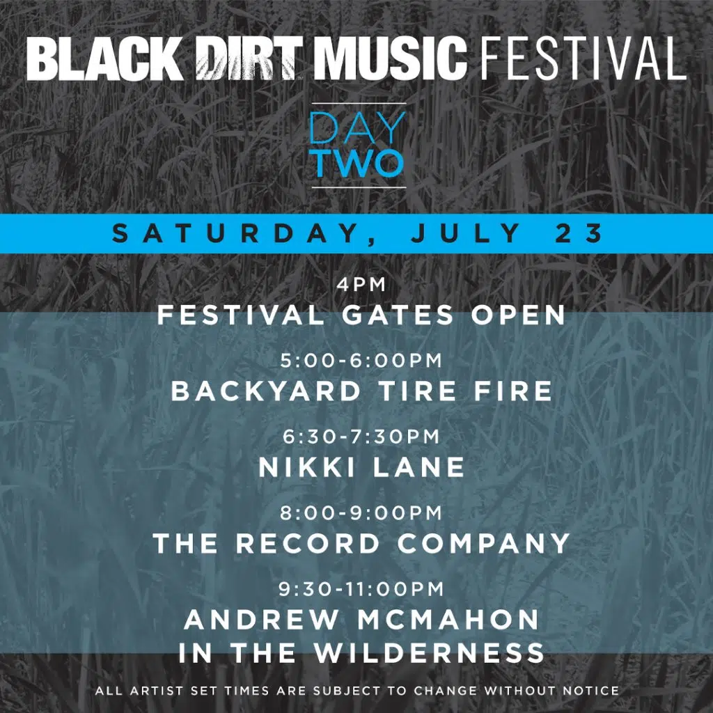 Black Dirt Music Festival Gate & Set Times, Chair Policy, + More