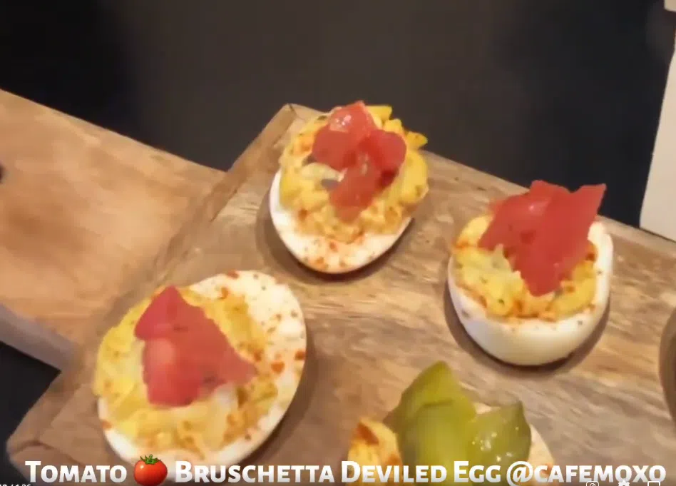 Josh Roberts tries Tomato Bruschetta Deviled Eggs at Cafe Moxo- Taste Test Tuesday