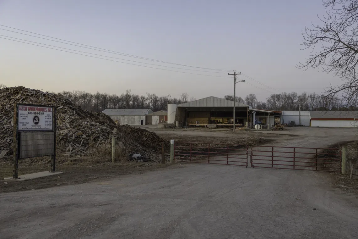 Alstat Wood Productions sits along Illinois 127 Feb. 12, 2026 in Du Quoin, Illinois