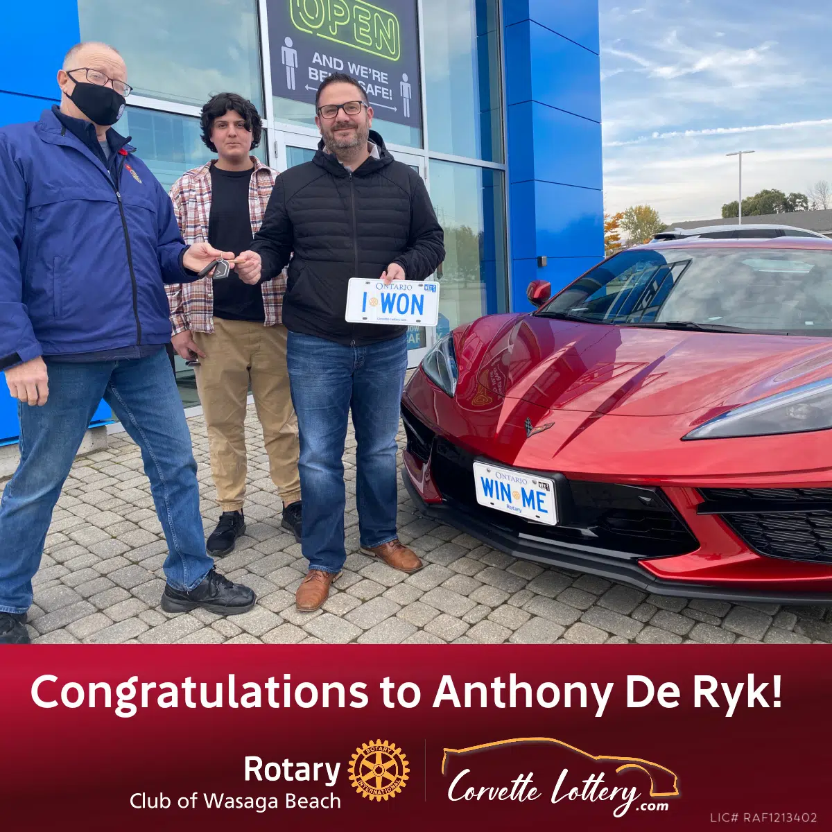 Winner of Rotary's 2021 Corvette Lottery Picks Up His Prize!