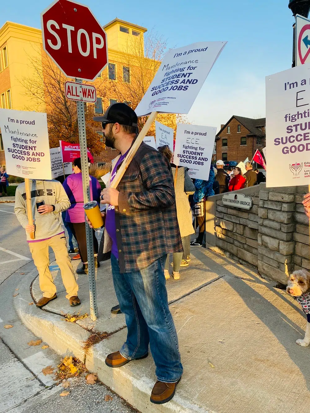 Striking Education Workers Picket In Downtown Owen Sound On First Day Of Job Action