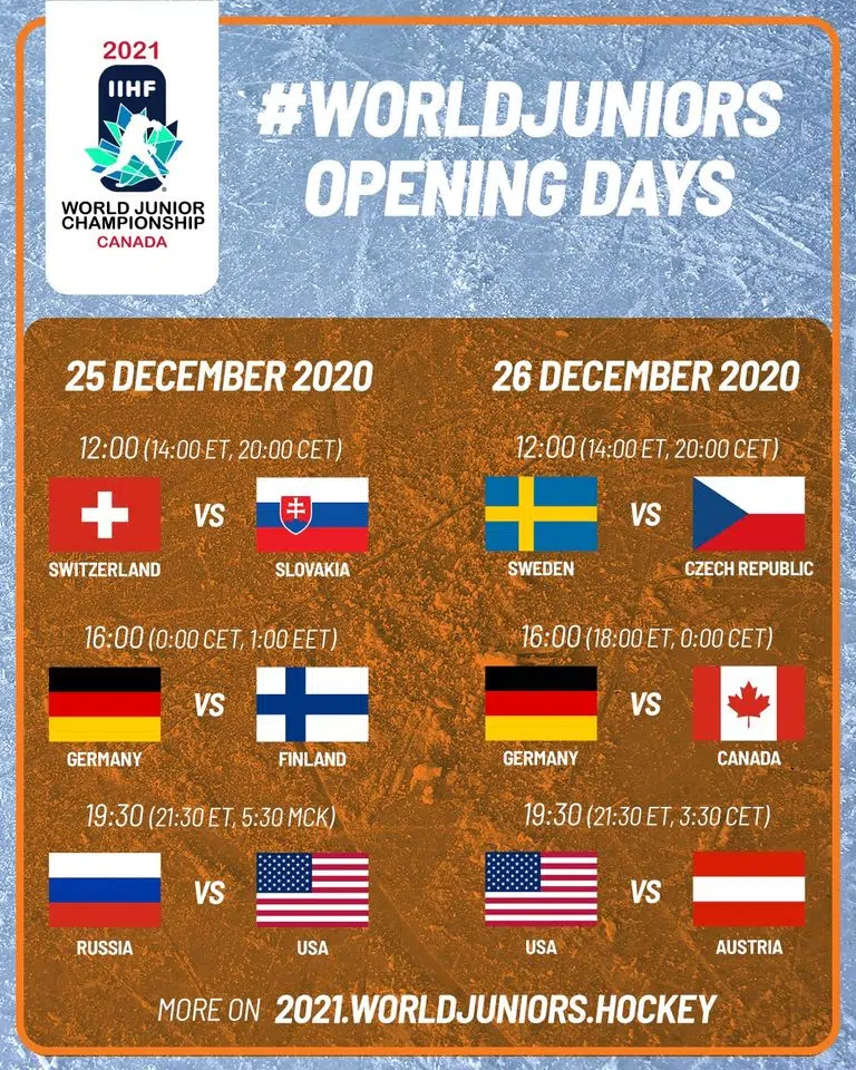 2021 World Junior Hockey Schedule | Bayshore Broadcasting News Centre