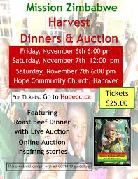 Mission Zimbabwe Dinners In Hanover This Weekend