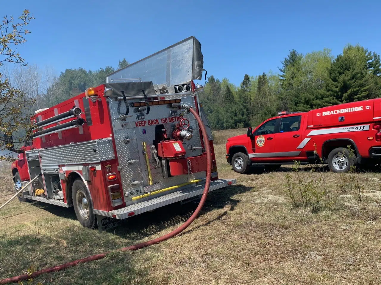 Firefighters Battle Grass Fire In Bracebridge