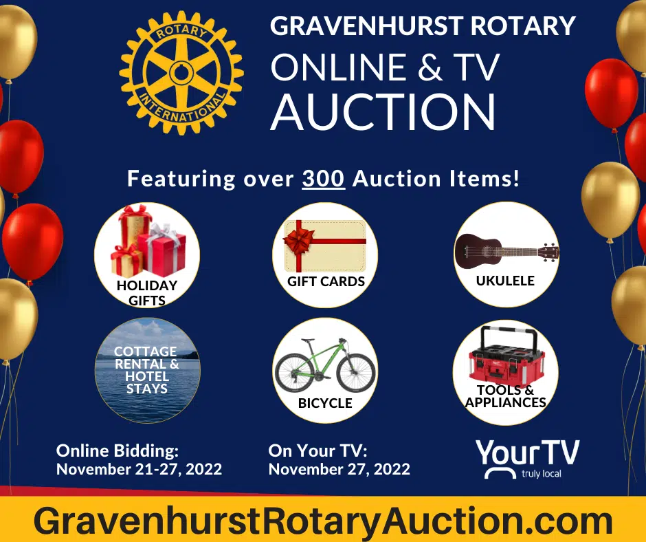 Gravenhurst Rotary Online & TV Auction is now Live! Country 102