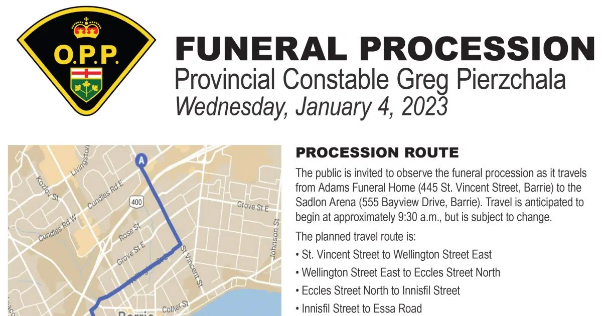 Road Closures Wednesday For Police Funeral In Barrie. Country 102