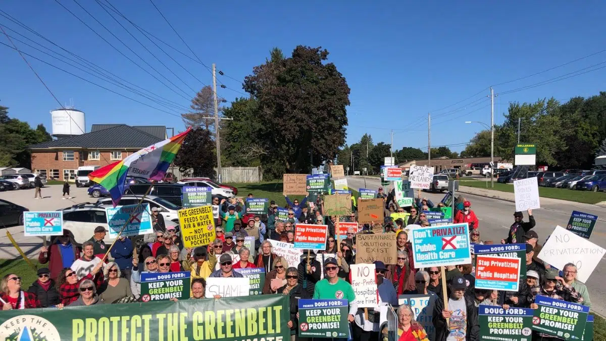 Protesters Gather During Premier’s Visit To Grey Bruce | 97.9 the Bruce