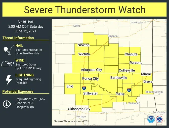 WEATHER Chase, Greenwood counties in severe thunderstorm watch until 2