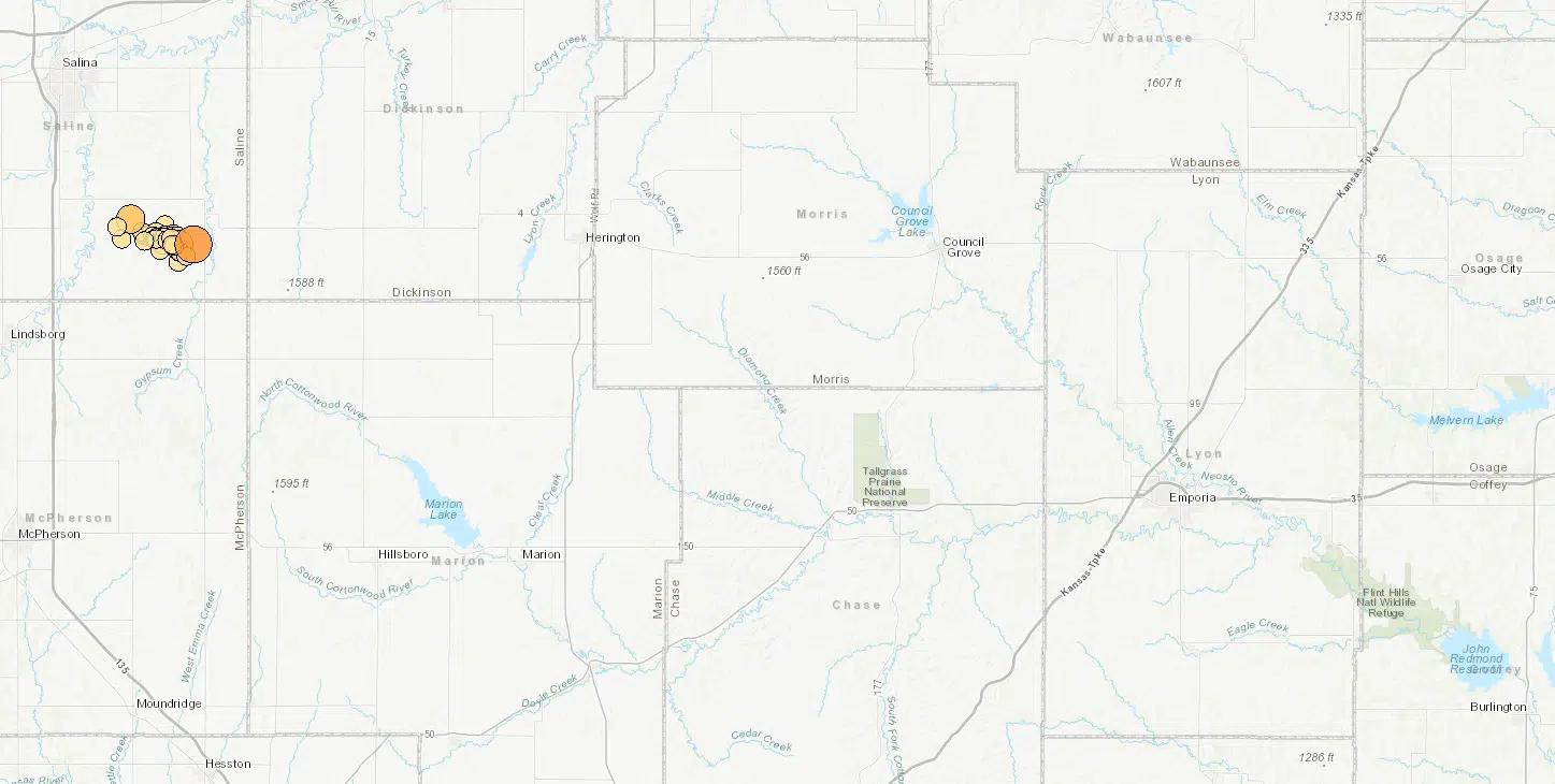 Another earthquake was felt near the gypsum near Emporia