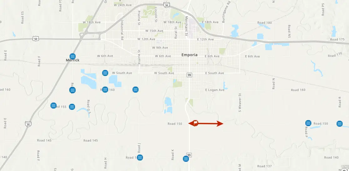 WEATHER Flood warning for Cottonwood at Emporia, Lyon County road