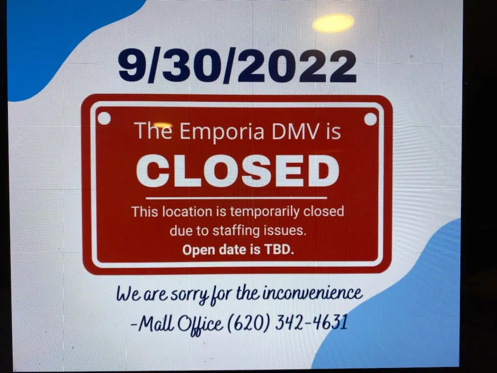 Emporia DMV closed for third time this week KVOE