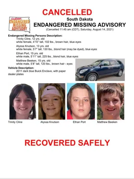 Missing South Dakota teens found KELOAM