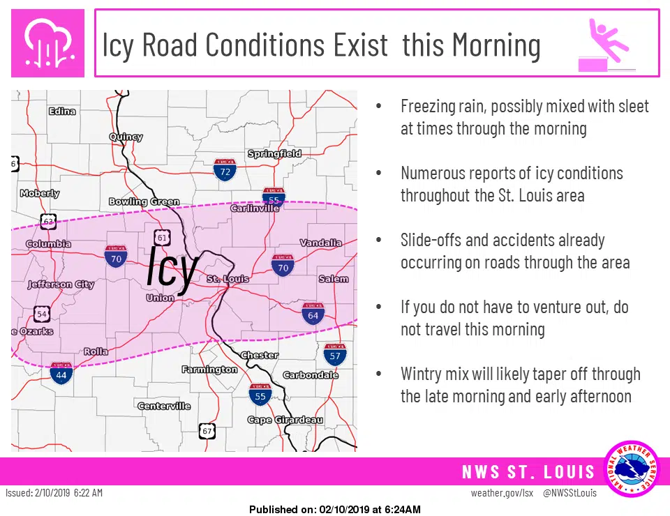 Wintry Mix of Precipitation this morning, Slick Road conditions are
